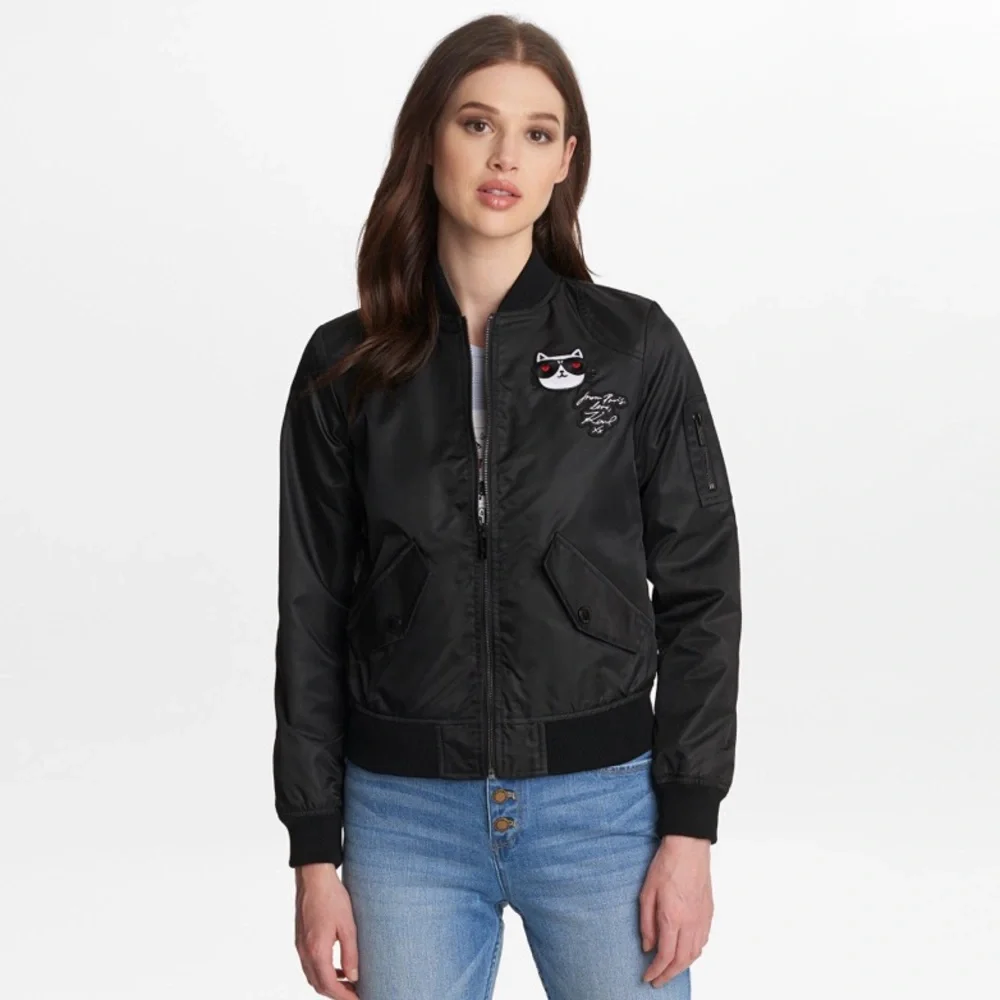 Karl Lagerfeld Black Bomber Jacket - Picture 2 of 9